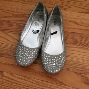 Silver glitter flats